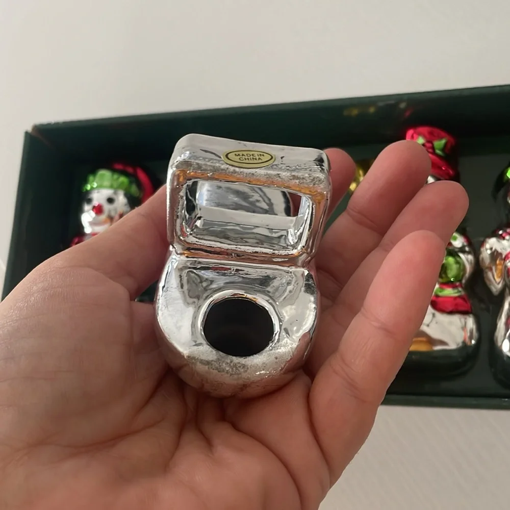 Vintage Snowman Napkin Rings Silver Jacobsons Set of 4 Christmas Holiday